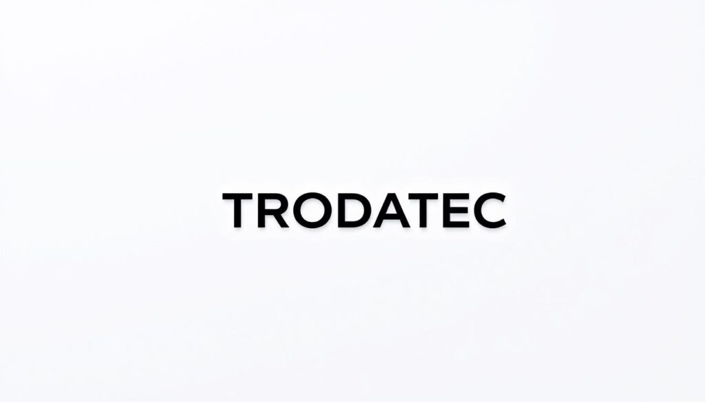 A high-resolution photograph of the "TRODATEC Cham" company logo, showcased in a clean, minimalist style. The logo is prominently displayed against a plain white background, ensuring it is the central focus of the image. The lighting is soft and diffused, creating a crisp, professional appearance. The camera angle is straight-on, capturing the logo in its entirety and giving the image a sense of balance and symmetry. The overall mood is one of simplicity, clarity, and attention to detail, reflecting the precision and reliability associated with the TRODATEC brand.